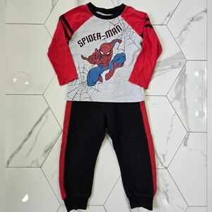 Spider-Man Red and Black Jogging Pants And Long Sleeved Shirt Set Size 3T